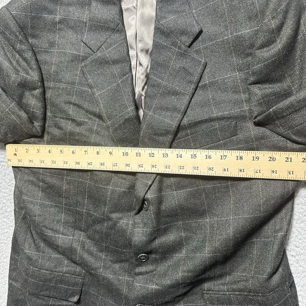 Hilton Men's Lambswool Alpaca Blazer Sport Coat 46L Gray White Windowpane Blazer